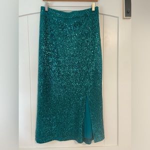 Anthropologie x Maeve Green Sequin Skirt